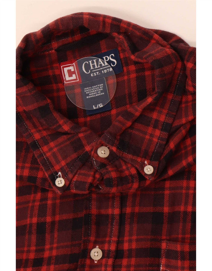 Chaps Camisa de franela para hombre de algodón a cuadros burdeos grande