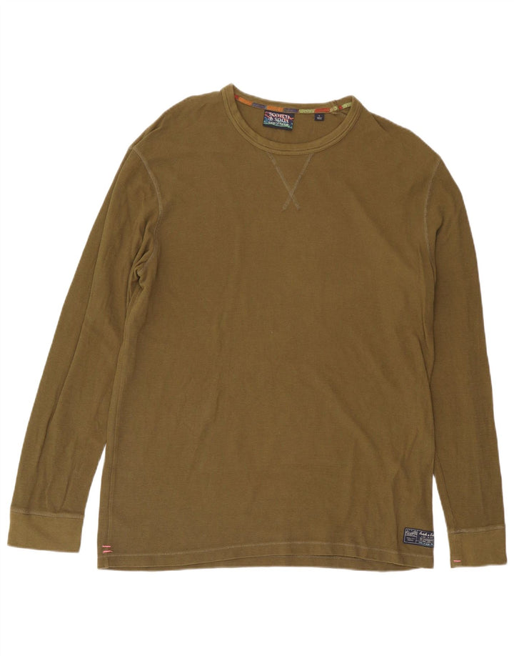 Scotch & Soda Hombre Camiseta De Manga Larga De Algodón Caqui Grande