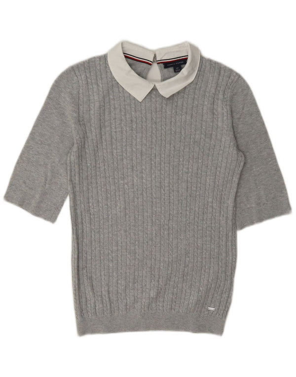 Tommy Hilfiger Suéter de cuello polo para mujer UK 10 Small Grey