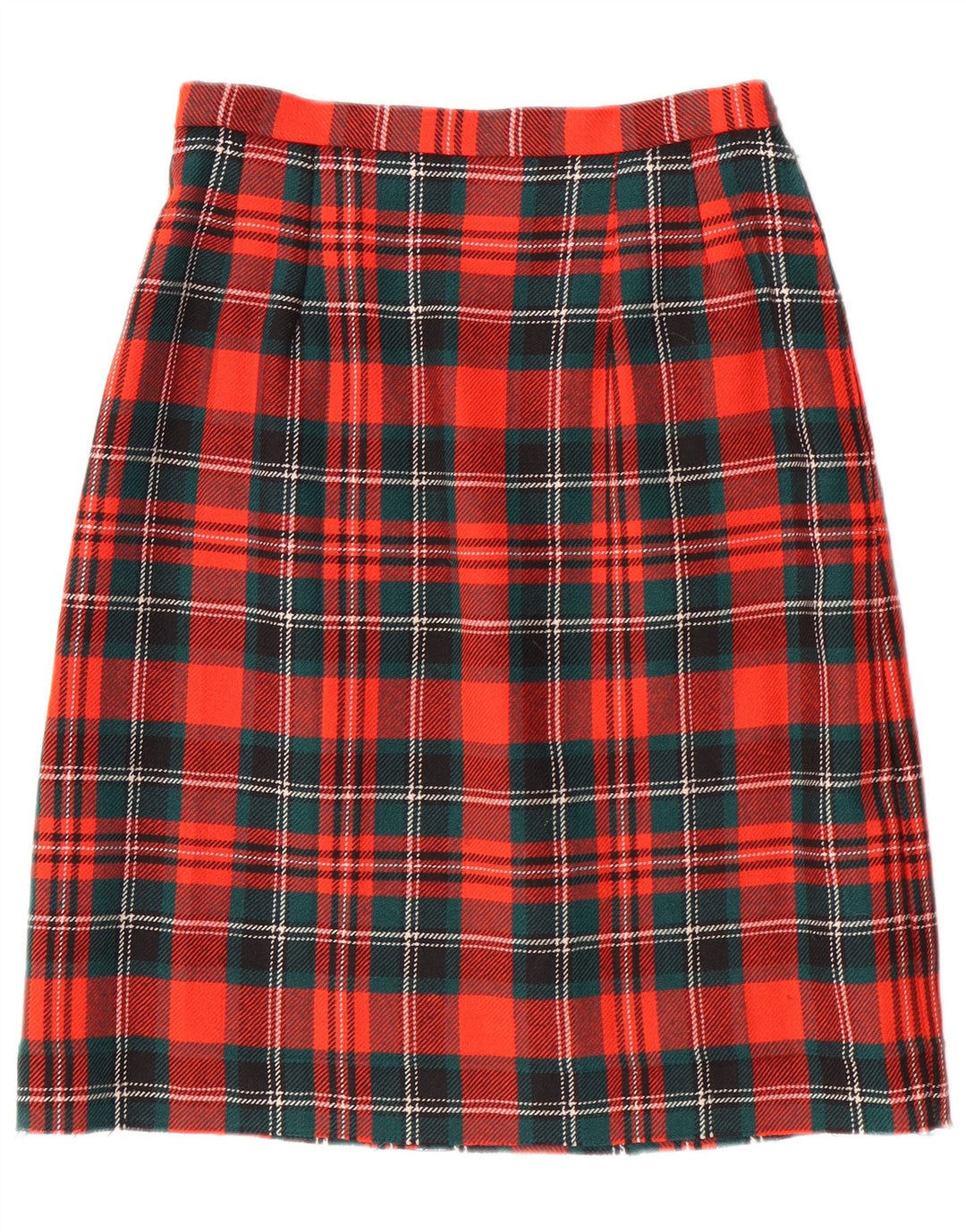 VINTAGE Conjunto de falda de 2 piezas para mujer EU 42 Grande W28 L23 Lana a cuadros rojos