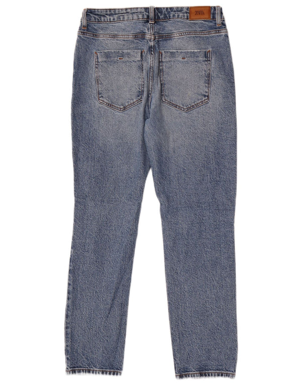 Zara Vaqueros Slim Desgastados Mujer EU 36 XS W26 L27 Azul