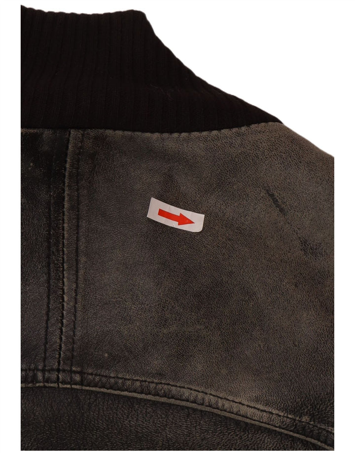 Vintage chaqueta de cuero para hombre Reino Unido 38 cuero negro medio