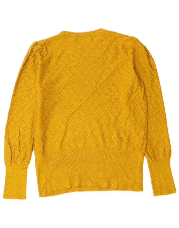 Marks & Spencer Suéter de cuello redondo para mujer UK 10 Small Yellow Check