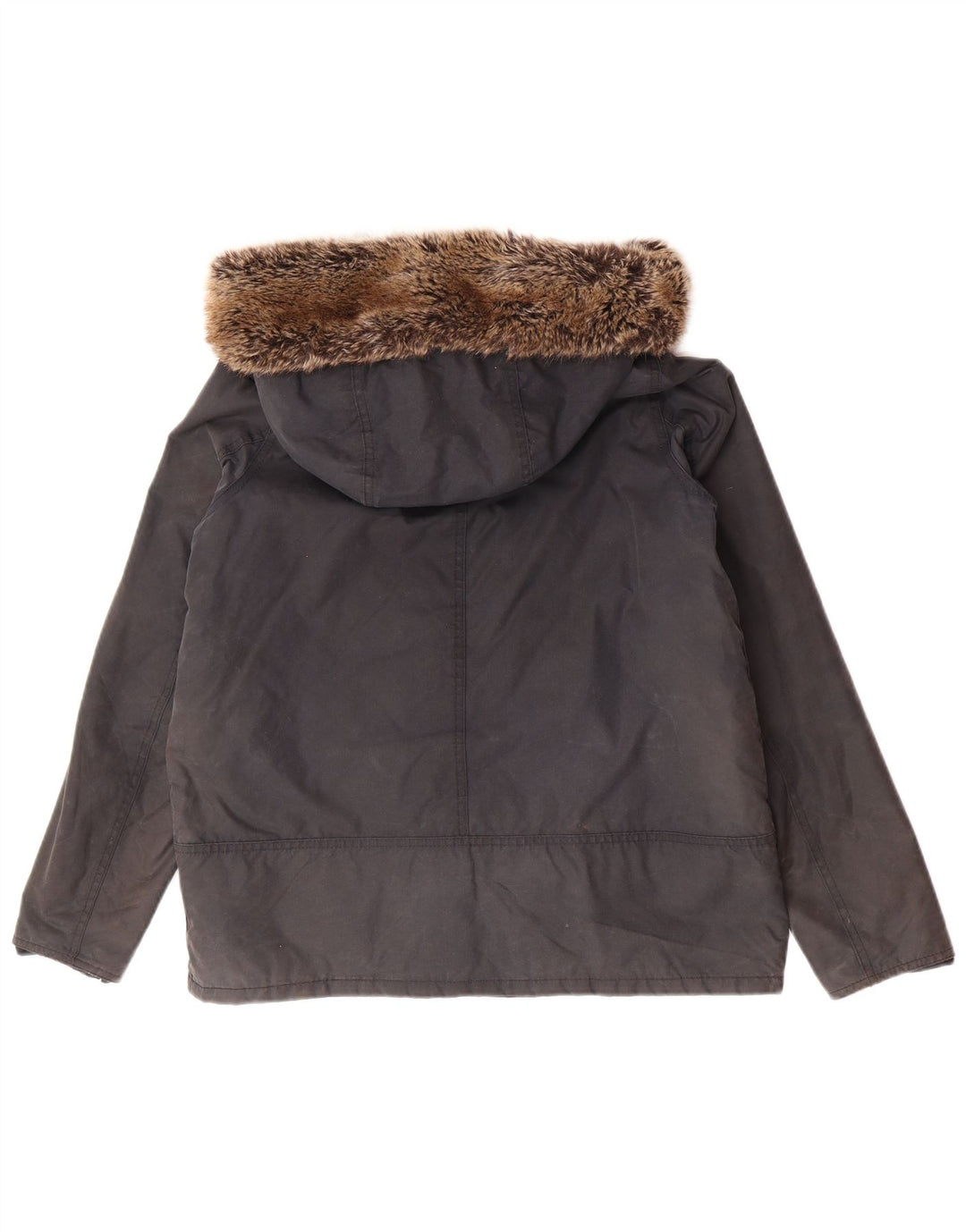 BARBOUR Chaqueta encerada extragrande con capucha para mujer Reino Unido 12 Algodón azul marino mediano