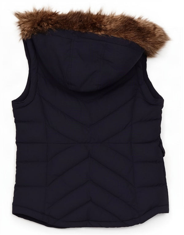 Ralph Lauren Chaleco acolchado con capucha para mujer UK 6 XS Algodón azul marino
