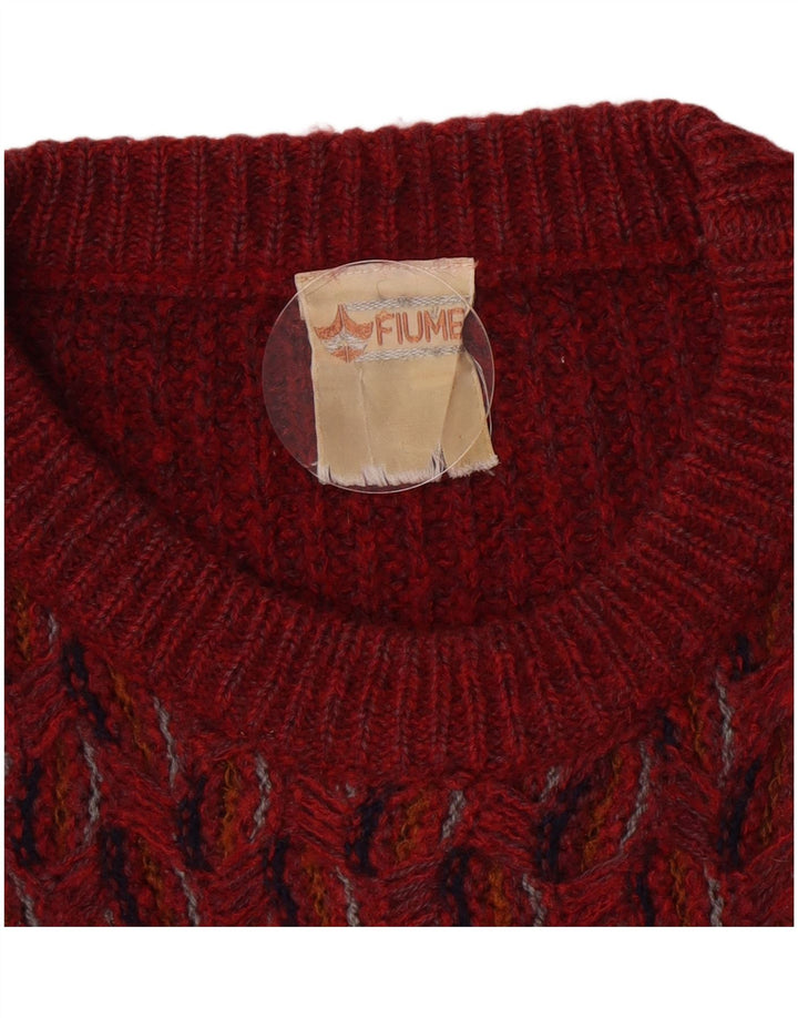 Fiume Jersey de cuello redondo para hombre IT 46 Small Granate Geométrico Acrílico