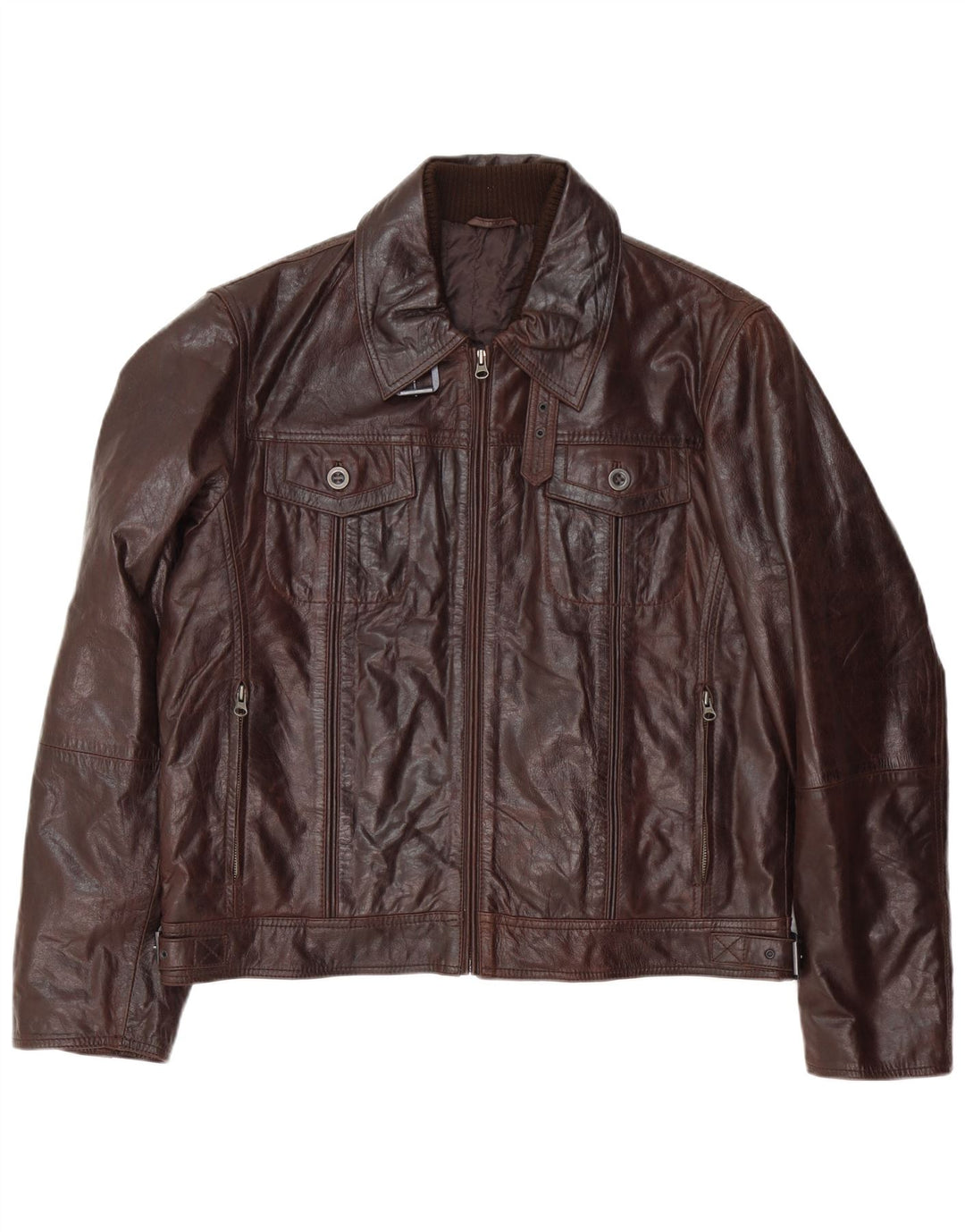 Vintage hombres bombardero chaqueta de cuero IT 54 2XL cuero marrón