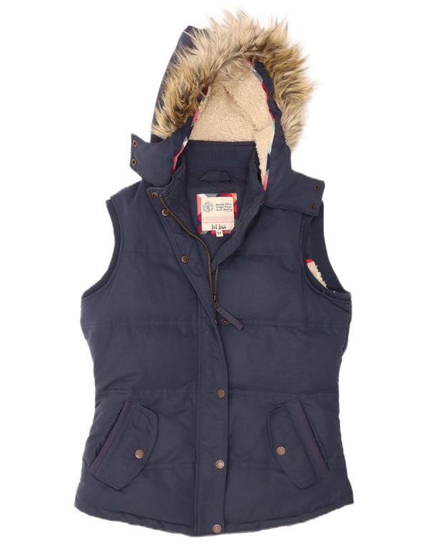 Chaleco acolchado con capucha para mujer Fat Face UK 40 Small Poliéster azul