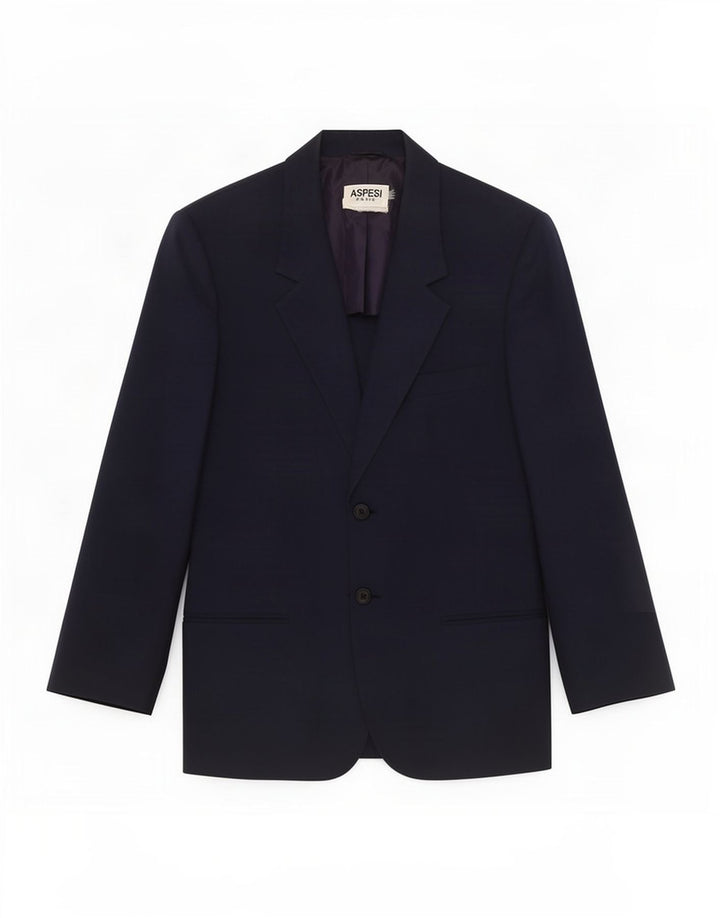 Alberto Aspesi Chaqueta Blazer de 2 Botones para Mujer UK 44 Mediana Azul Marino Algodón