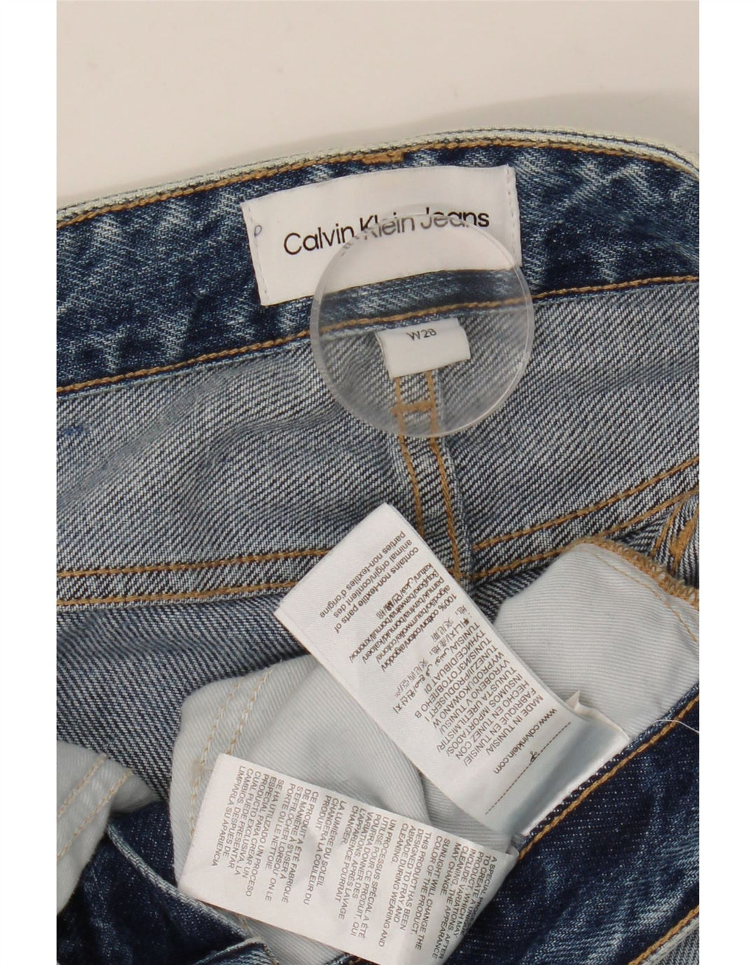 CALVIN KLEIN Vaqueros ajustados desgastados para mujer W28 L28 Algodón azul