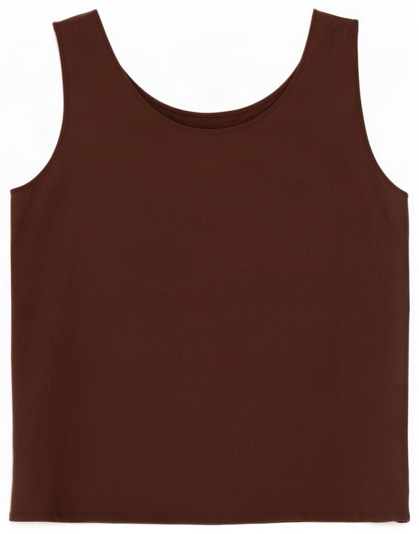 Blusa vintage sin mangas para mujer UK 44 Large Seda marrón
