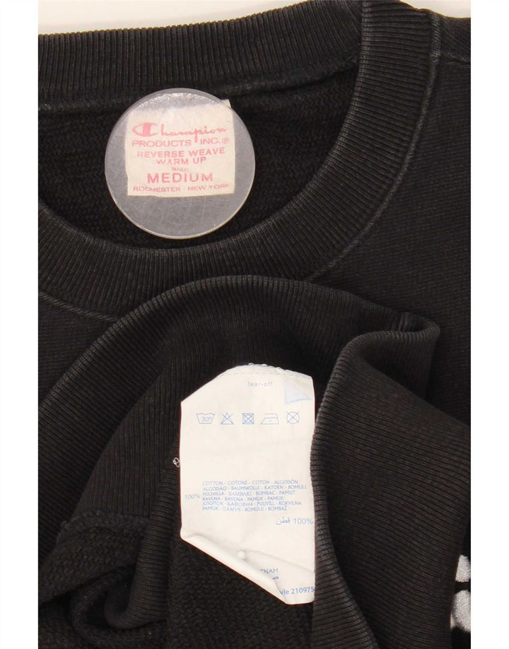 Champion Sudadera Estampada De Tejido Inverso para Hombre Jersey Mediano De Algodón Negro