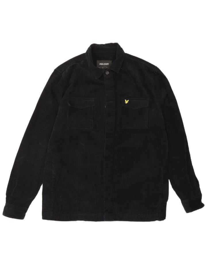 LYLE & SCOTT Camisa de pana para hombre Algodón negro mediano