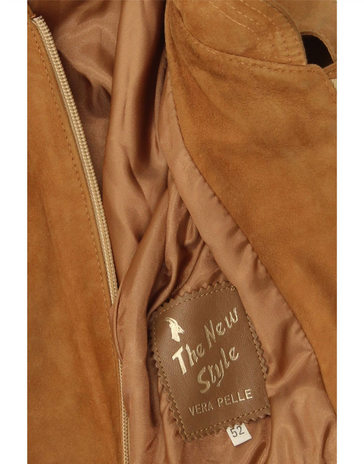 Chaqueta de ante vintage para hombre IT 52 XL Cuero beige