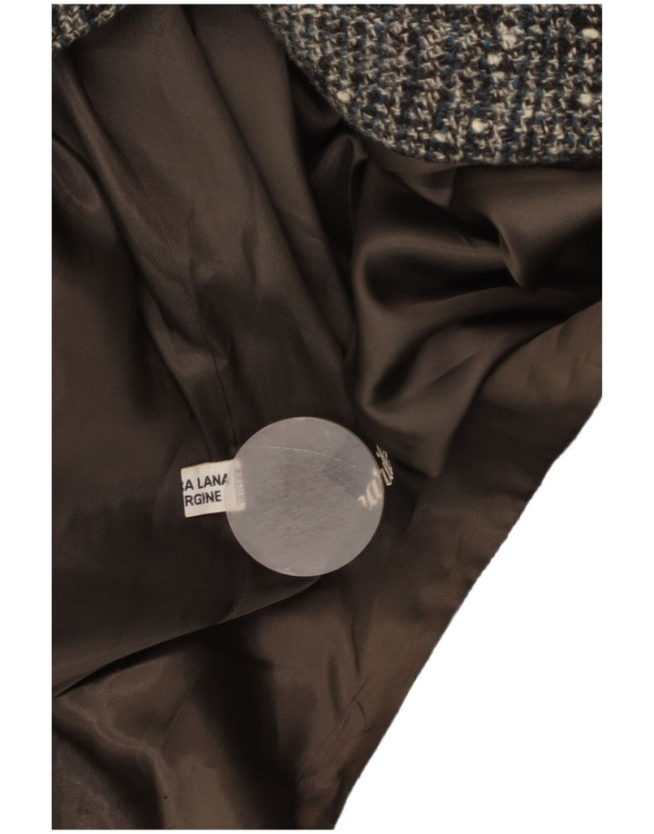 Abrigo vintage para mujer IT 54 3XL Gris Check Lana Virgen