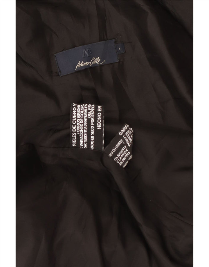 Arturo Calle Chaqueta de cuero para hombre UK 40 Large Black Leather