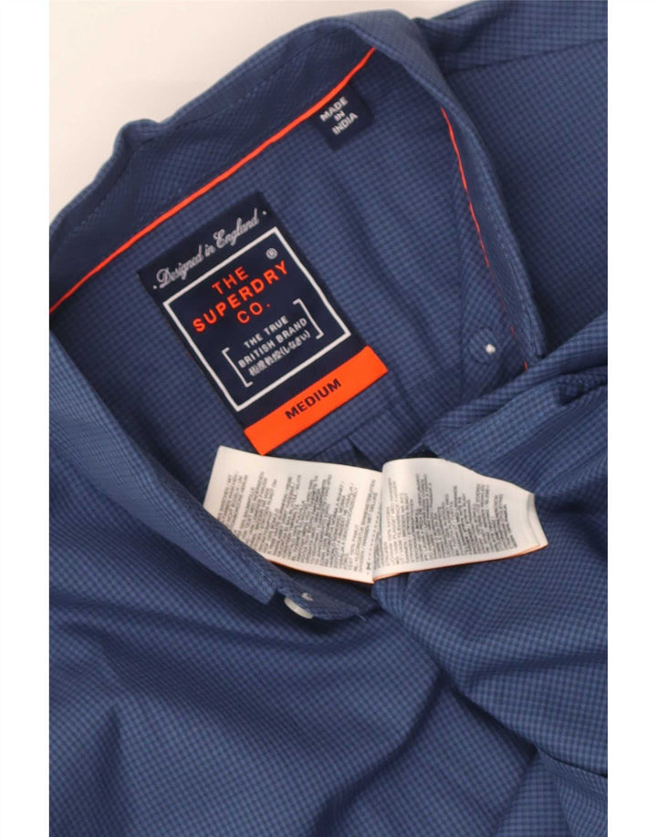 Camisa Superdry para hombre de algodón a cuadros en azul marino mediano