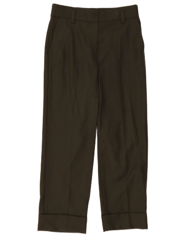 Massimo Dutti Pantalón Traje Recto Mujer EU 38 Small W28 L27 Lana Caqui