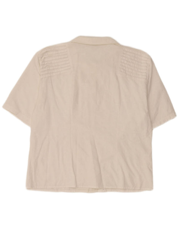 Anne Klein Blusa de manga corta para mujer US 6 mediano algodón blanco