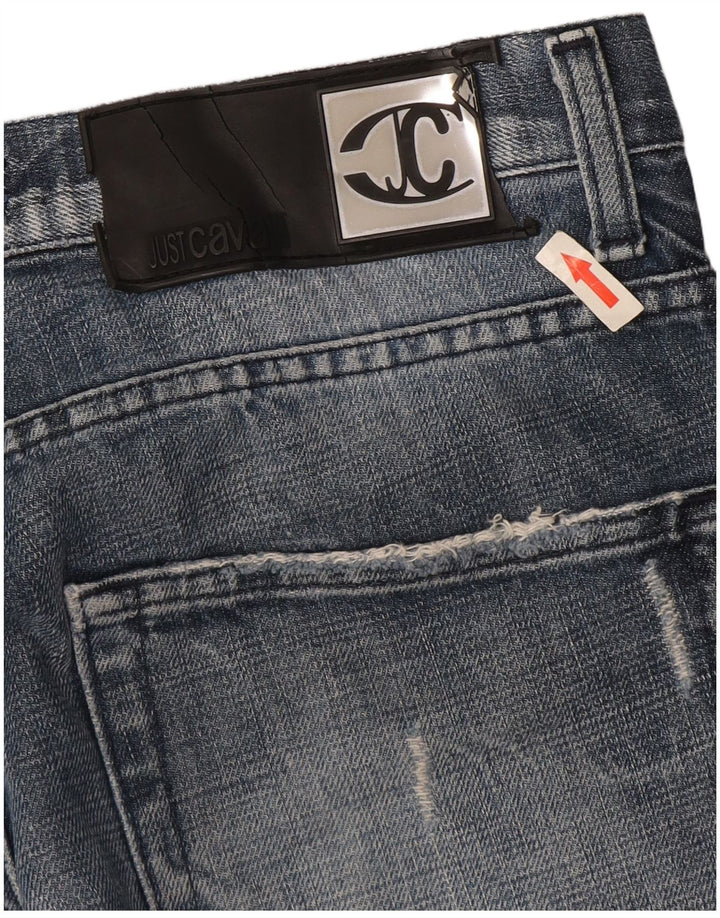 Just Cavalli Vaqueros Rectos Desgastados para Hombre W34 L34 Azul