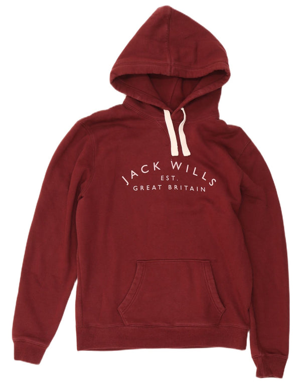 Jack Wills Jersey con capucha gráfica para hombre, tamaño grande, algodón burdeos
