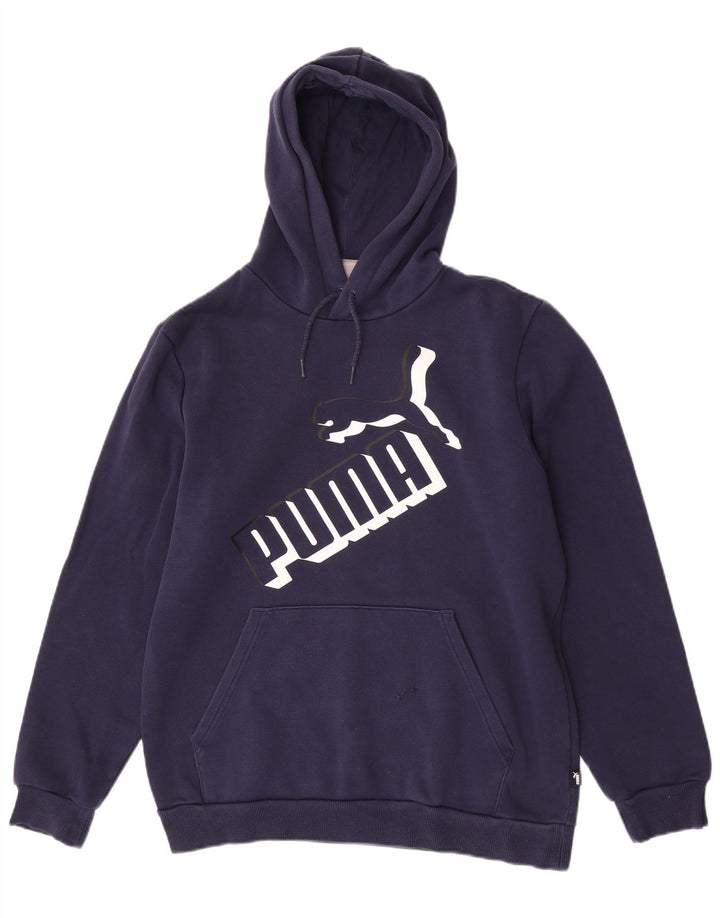 Puma Hombre Sudadera Con Capucha Gráfica Jersey De Algodón Azul Marino Mediano
