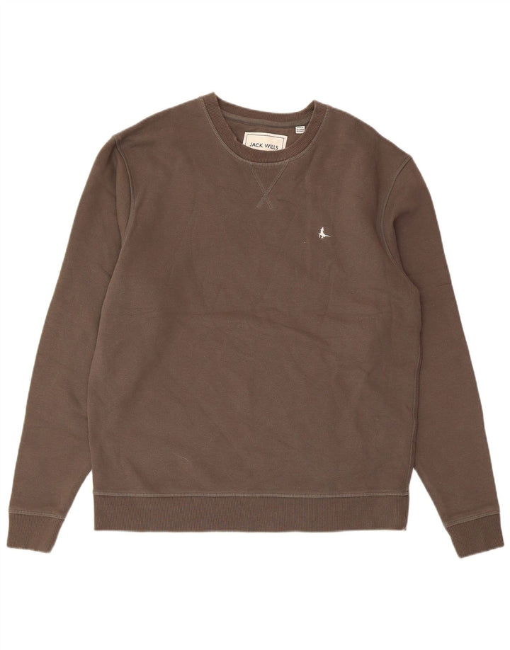 JACK WILLS Hombre Sudadera Jumper Algodón Marrón Medio