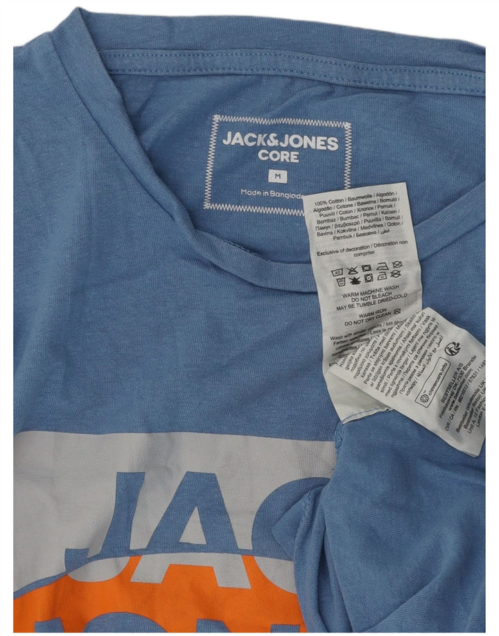 Jack & Jones Hombre Camiseta Gráfica Top Algodón Azul Medio