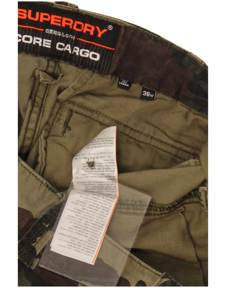 Superdry Shorts Cargo Para Hombre W36 Large Caqui Camuflaje Algodón Ejército