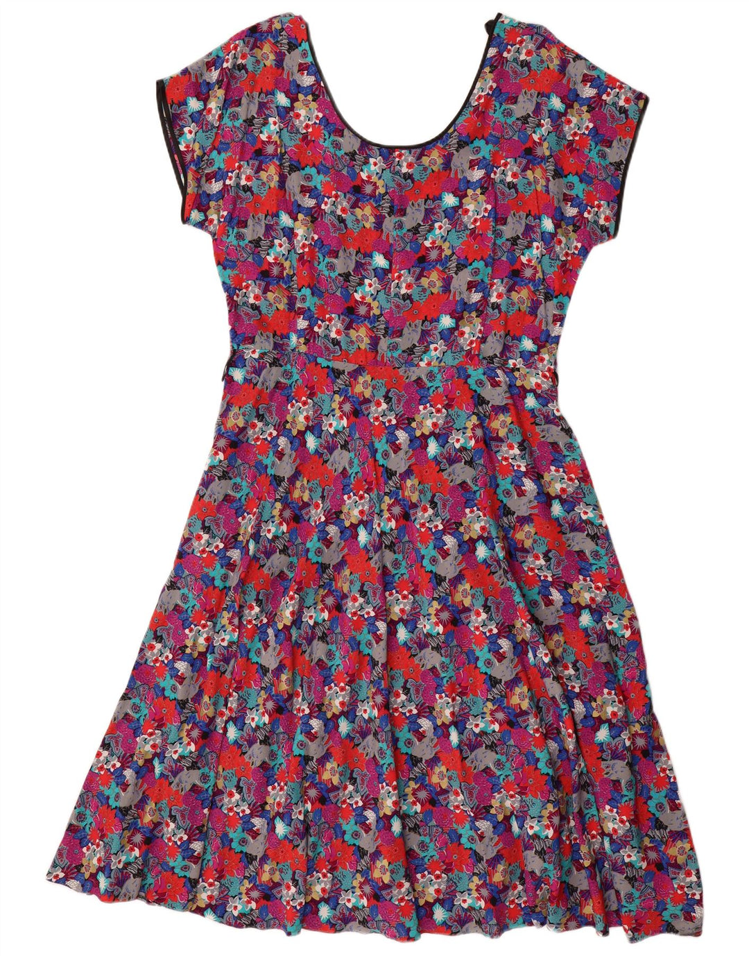 VINTAGE Vestido de mujer A-Line EU 44 XL Viscosa floral multicolor