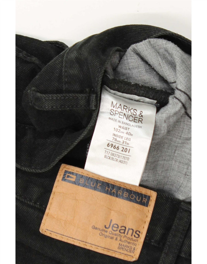 Marks & Spencer Vaqueros rectos para hombre W40 L24 Algodón gris