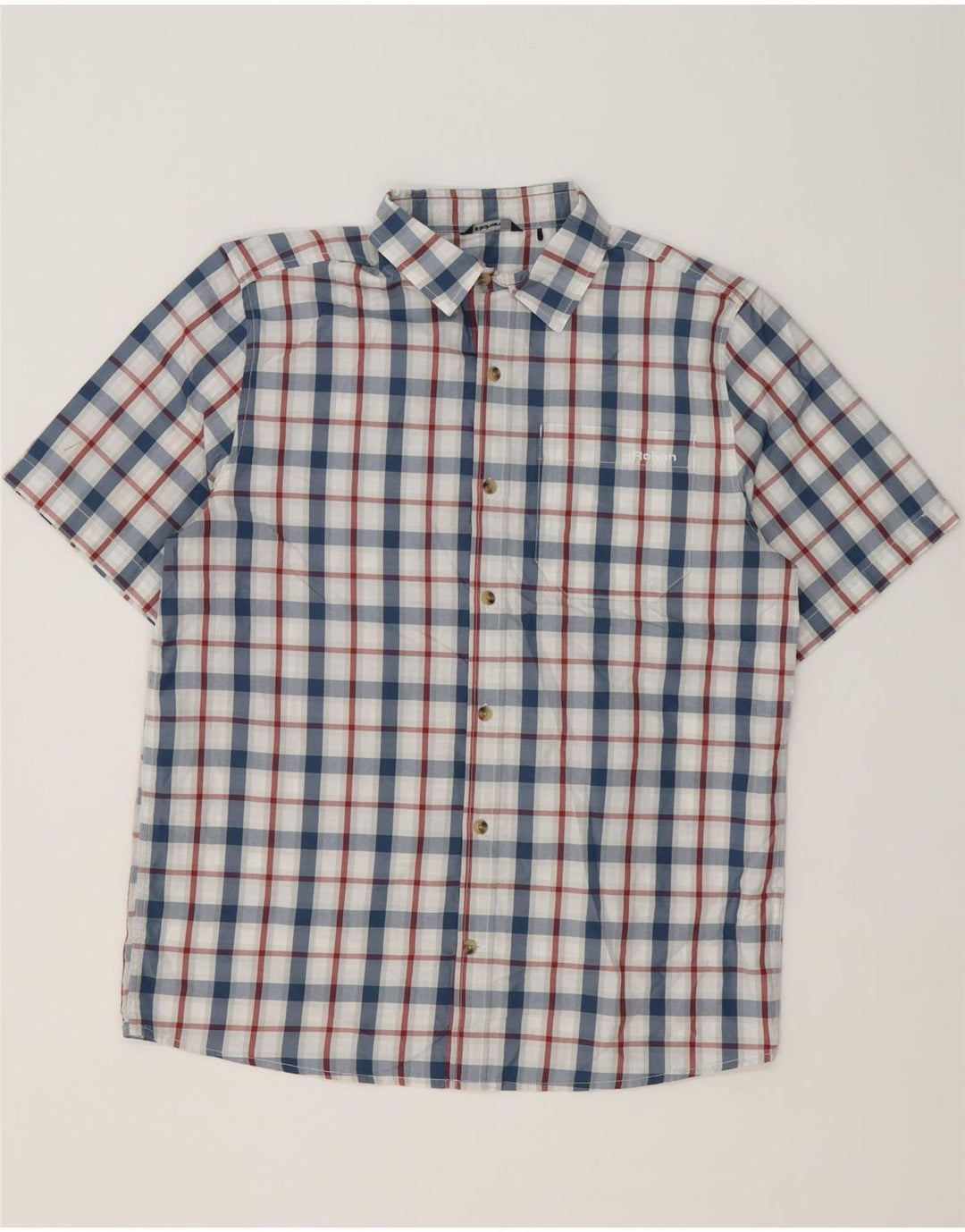 Rohan Camisa De Manga Corta Para Hombre Poliéster A Cuadros Azul Pequeño
