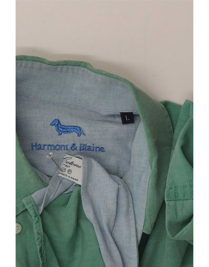 Camisa Harmont & Blaine Hombre Grande Algodón Verde