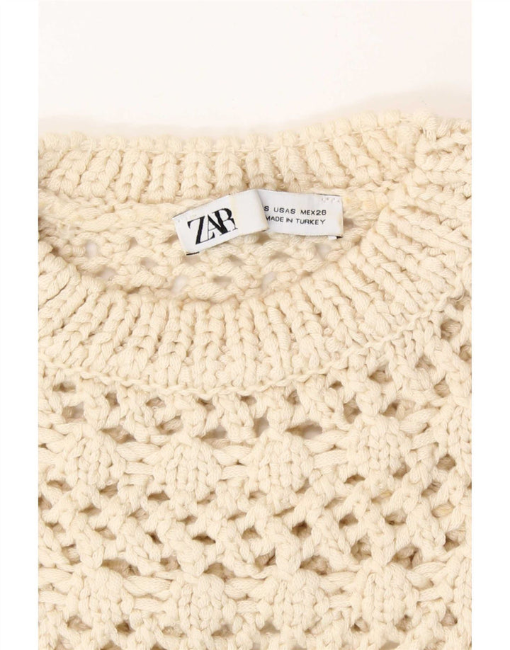 Zara Top transparente de punto para mujer Reino Unido 8 Pequeño Acrílico beige