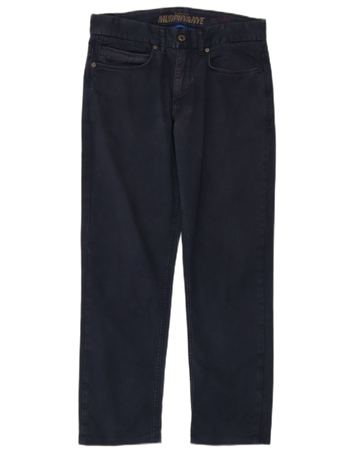 MURPHY & NYE Pantalones casuales rectos para hombre W30 L28 Azul marino