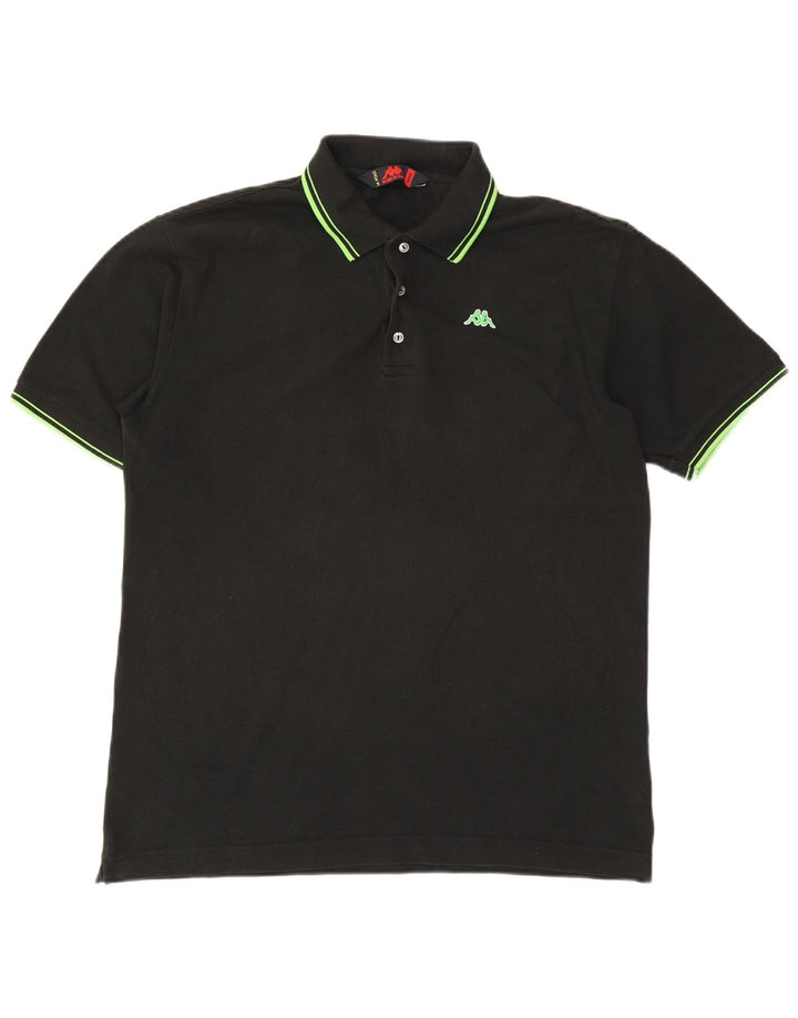 KAPPA Polo para hombre grande de algodón negro