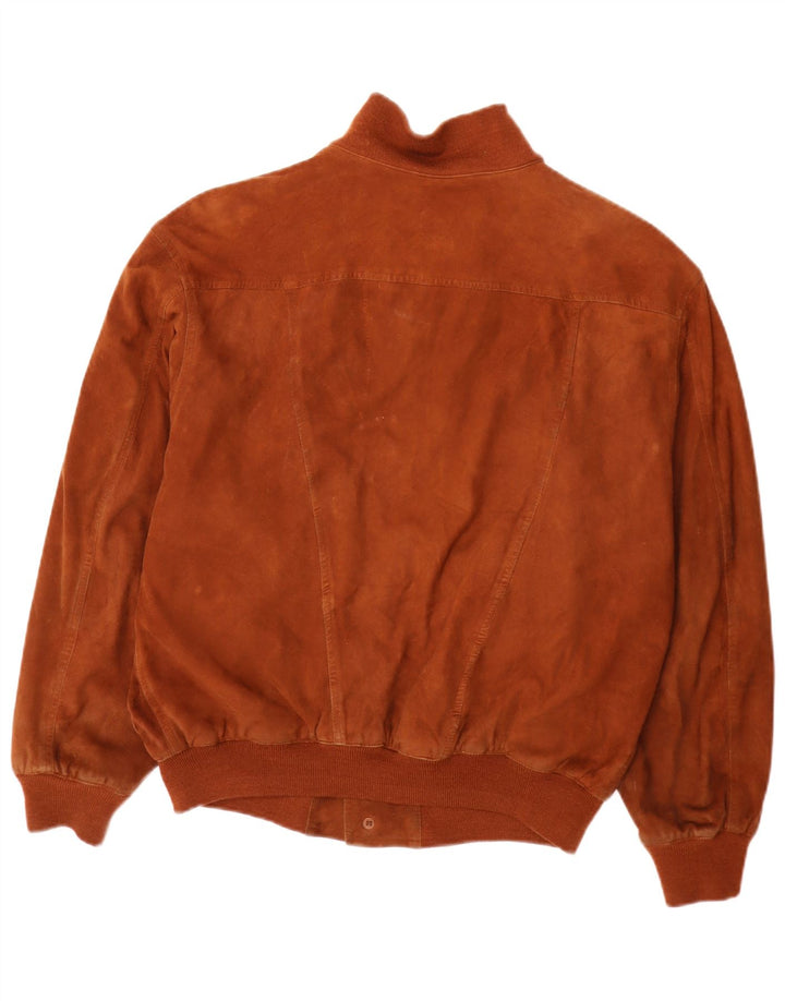 Pelle Moda Chaqueta bomber de ante para hombre IT 48 Marrón medio