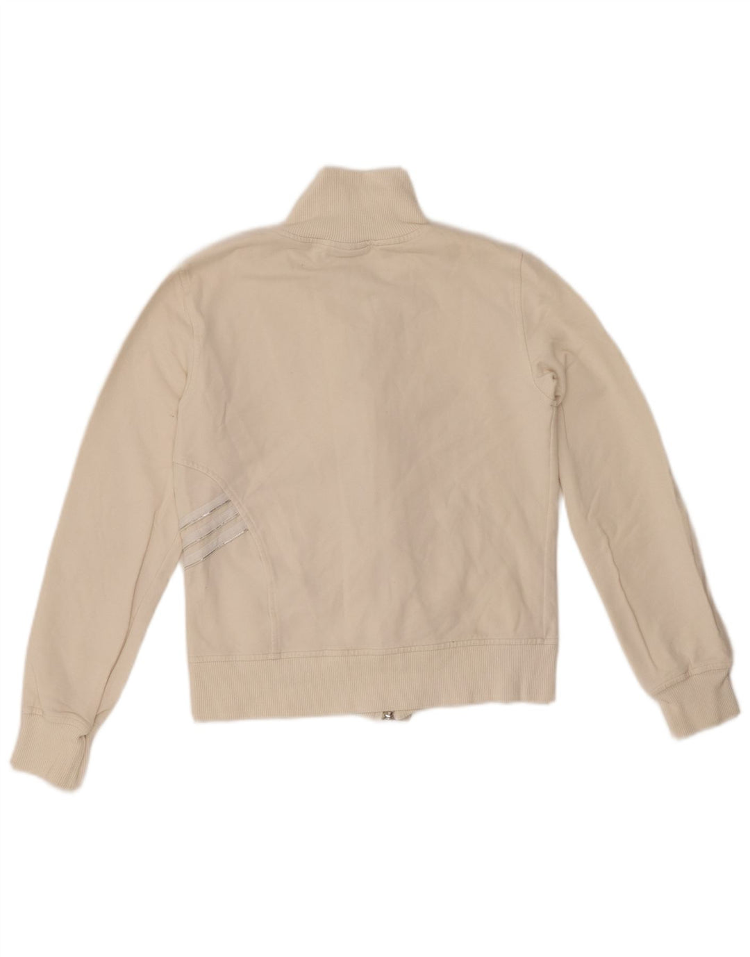 ADIDAS Mujer Crop Chándal Top Chaqueta Reino Unido 10 Pequeño Algodón Blanco