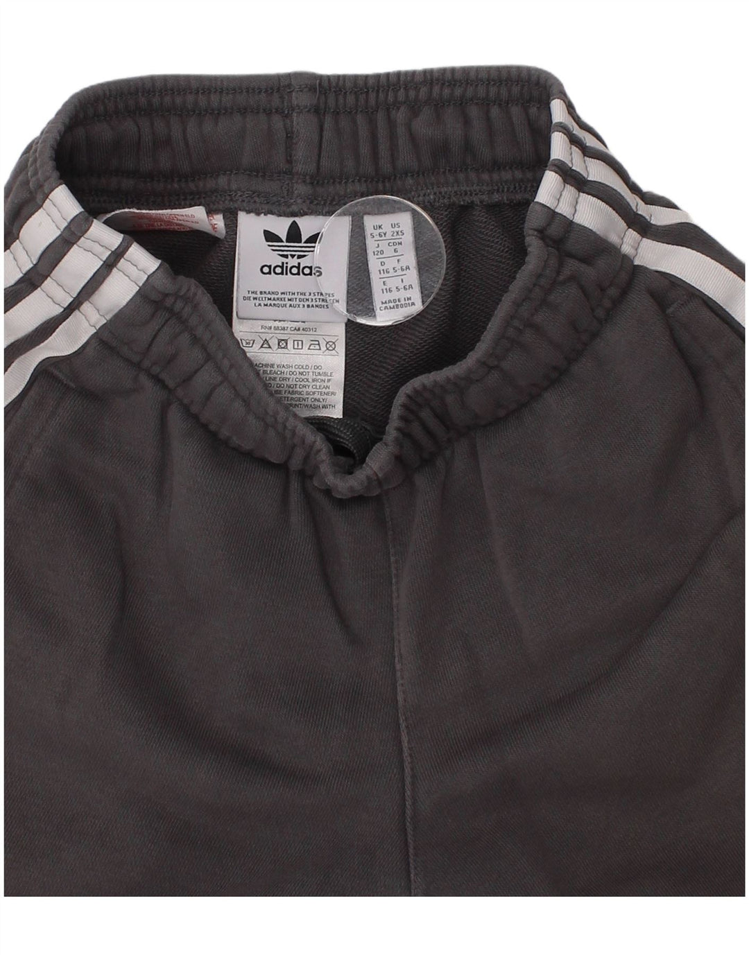 Adidas Pantalones cortos deportivos para niño 5-6 años Gris Algodón Deportes