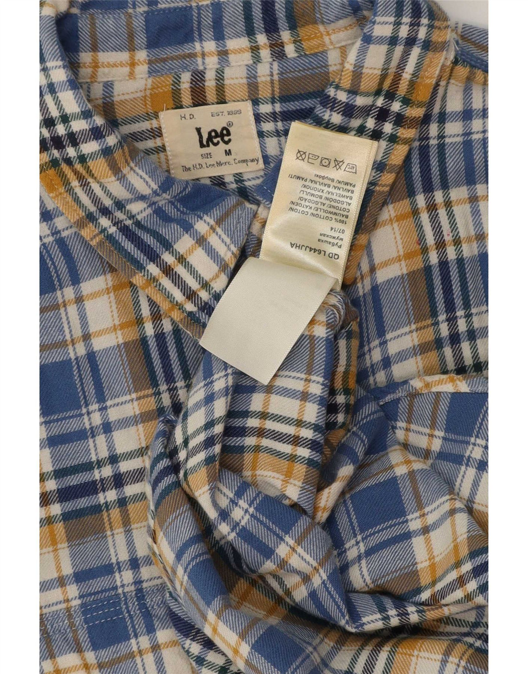 Camisa De Franela De Algodón A Cuadros Azul Medio Lee Hombre