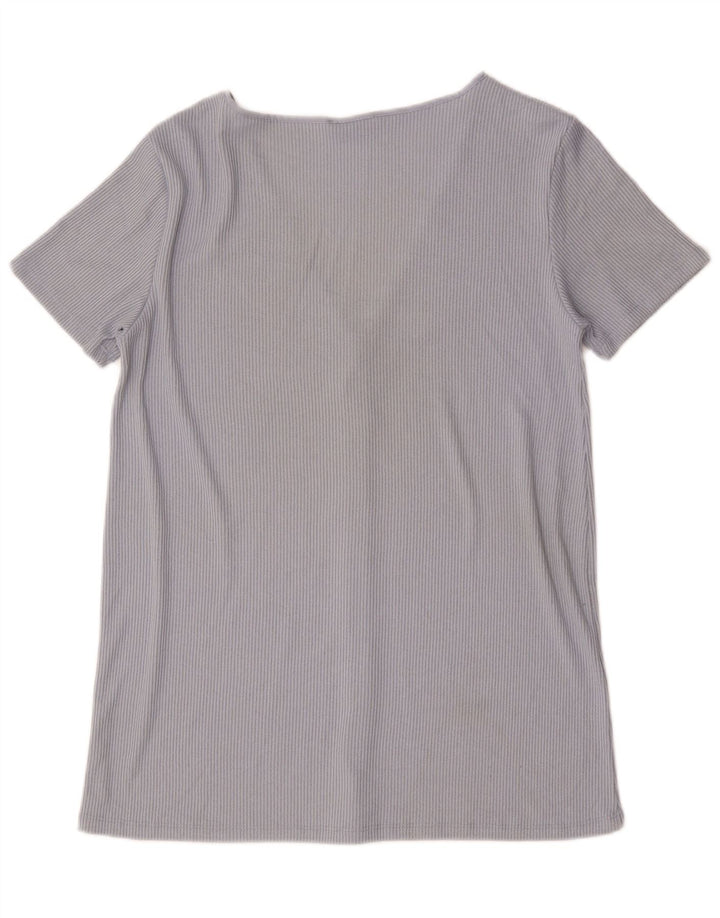Zara Mujer Blusa De Manga Corta Top UK 46 Large Gris
