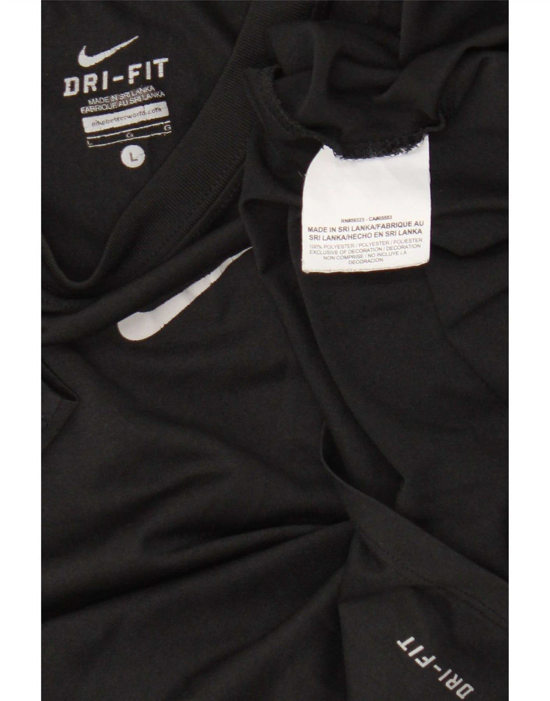 Nike Camiseta Dri Fit para niños 12-13 años Grande Poliéster Negro