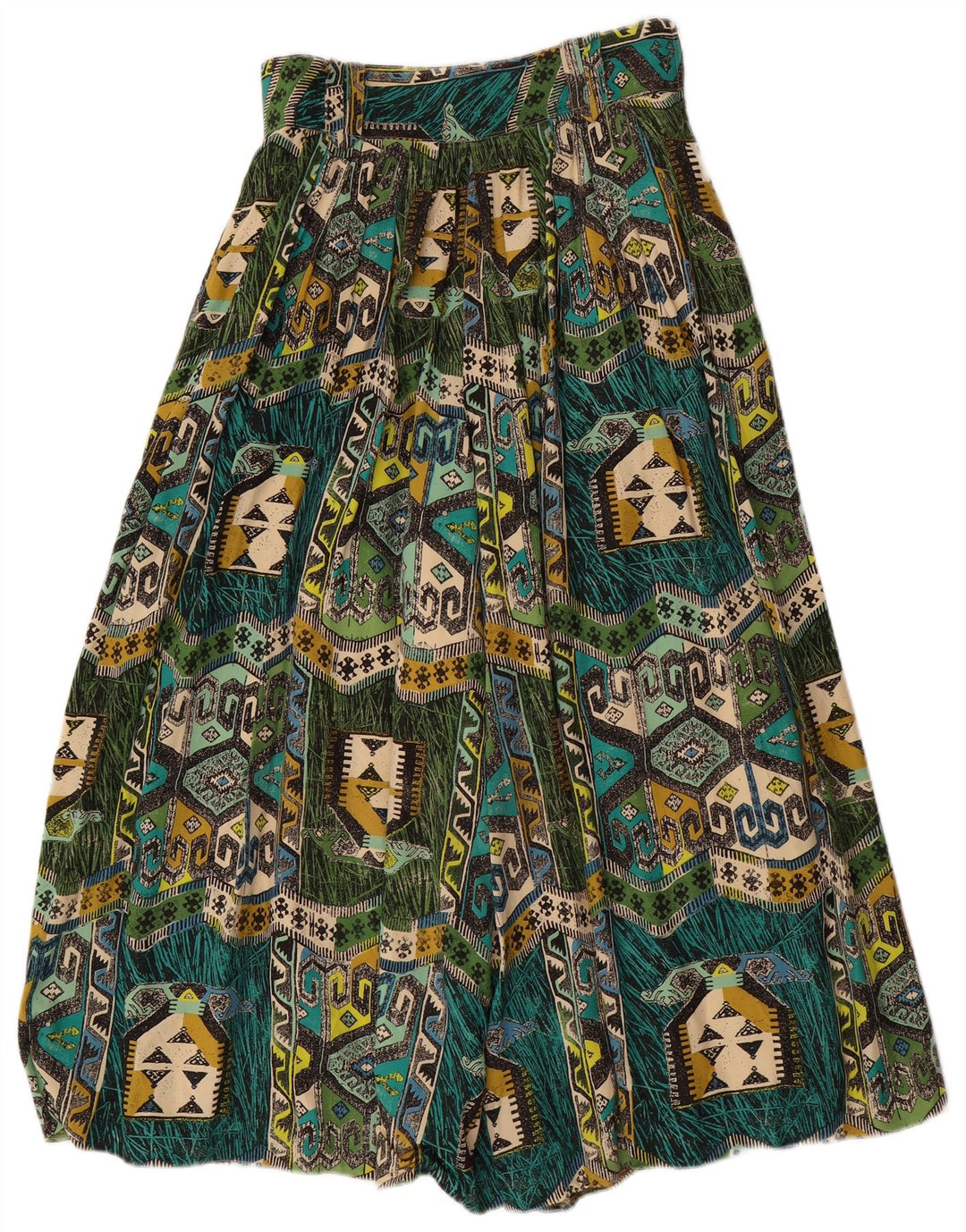 VINTAGE Pantalones Harem de Mujer W28 L22 Viscosa Geométrica Verde