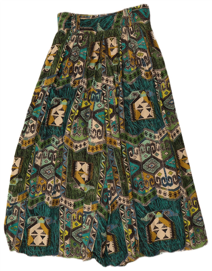 VINTAGE Pantalones Harem de Mujer W28 L22 Viscosa Geométrica Verde