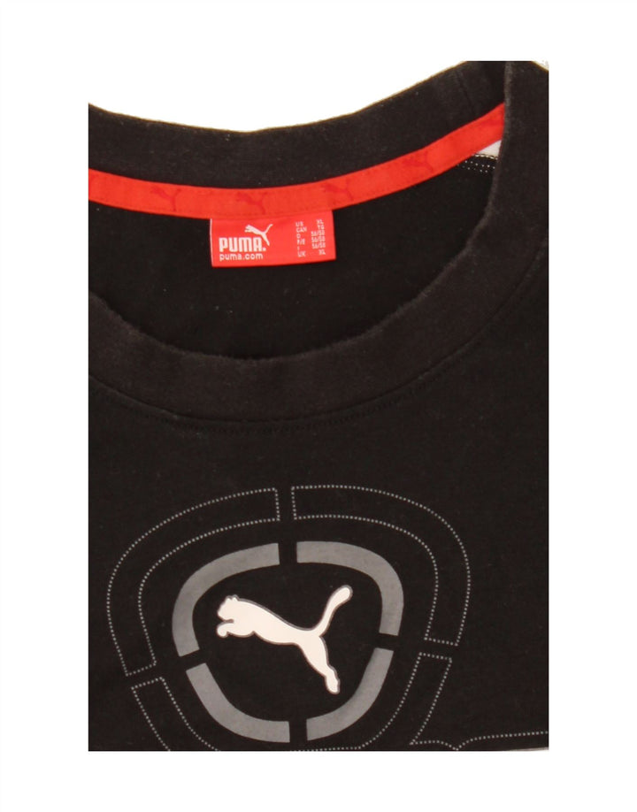 PUMA Mens Graphic T-Shirt Top XL Black Colourblock Vintage Puma and Second-Hand Puma from Messina Hembry 