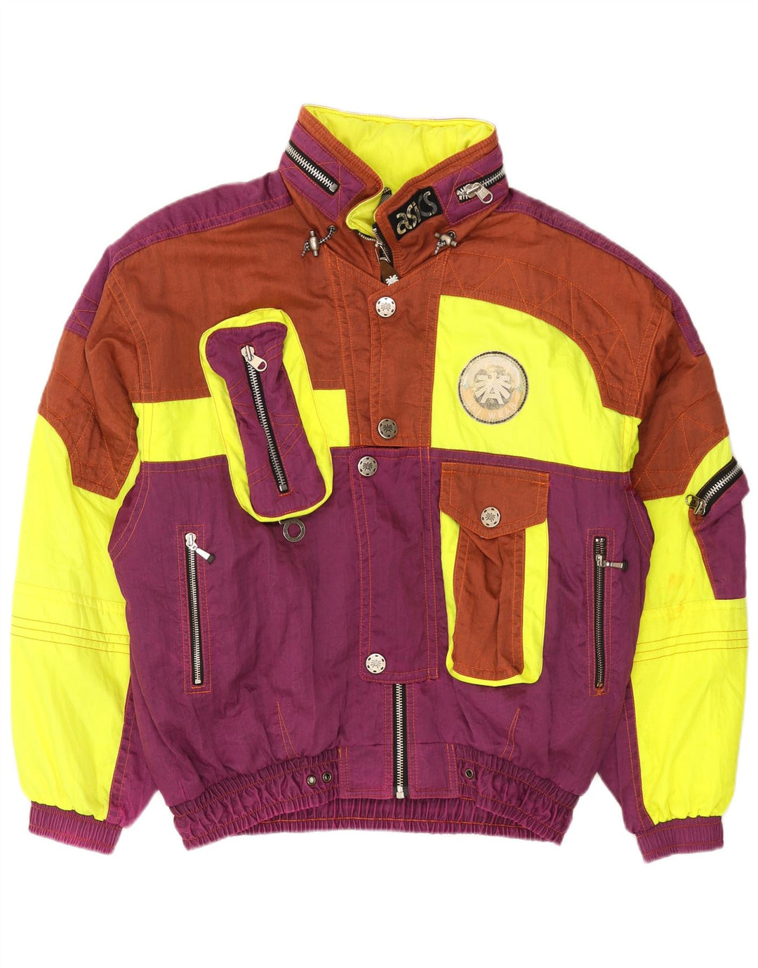 Asics Chaqueta de esquí con capucha gráfica para hombre UK 44 2XL Bloque de color multicolor