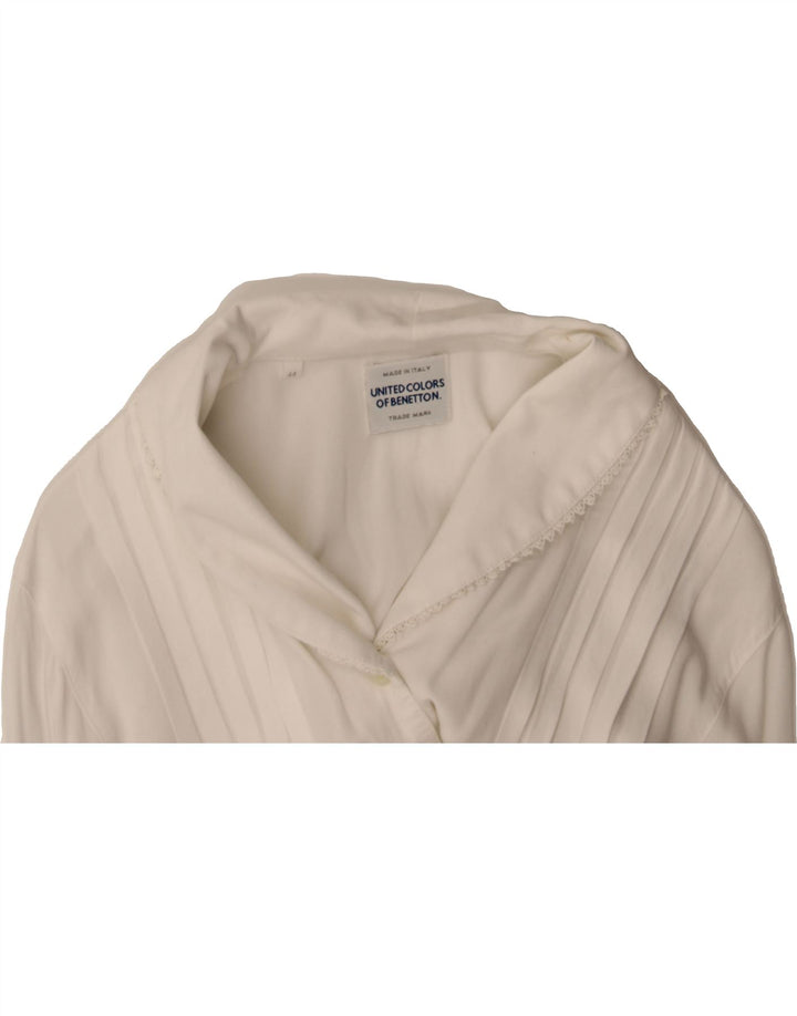 BENETTON Womens Shirt Blouse IT 44 Medium White Viscose Vintage Benetton and Second-Hand Benetton from Messina Hembry 