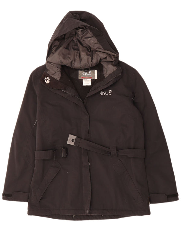 JACK WOLFSKIN Chaqueta cortavientos con capucha para mujer UK 40/40 Grande Negro