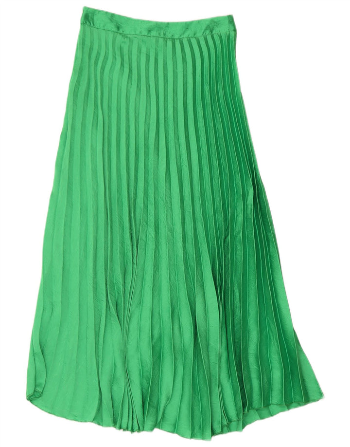 Zara Mujer Falda Maxi Plisada Pequeña W26 Verde
