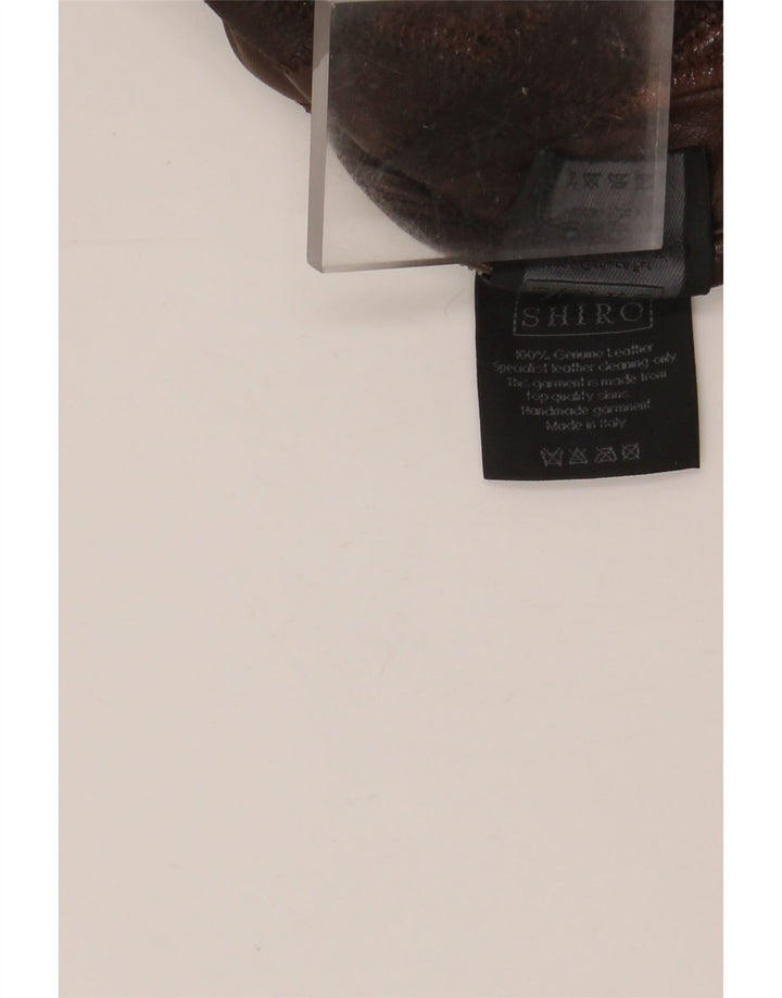 VINTAGE Chaqueta de cuero para mujer Reino Unido 14 Marrón medio Argyle/Diamond Leather